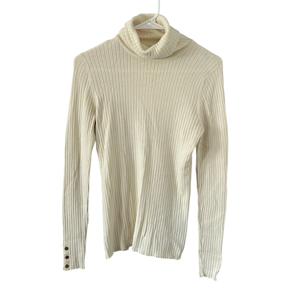 For Dillards‎ Cream Ribbed Turtleneck Sweater